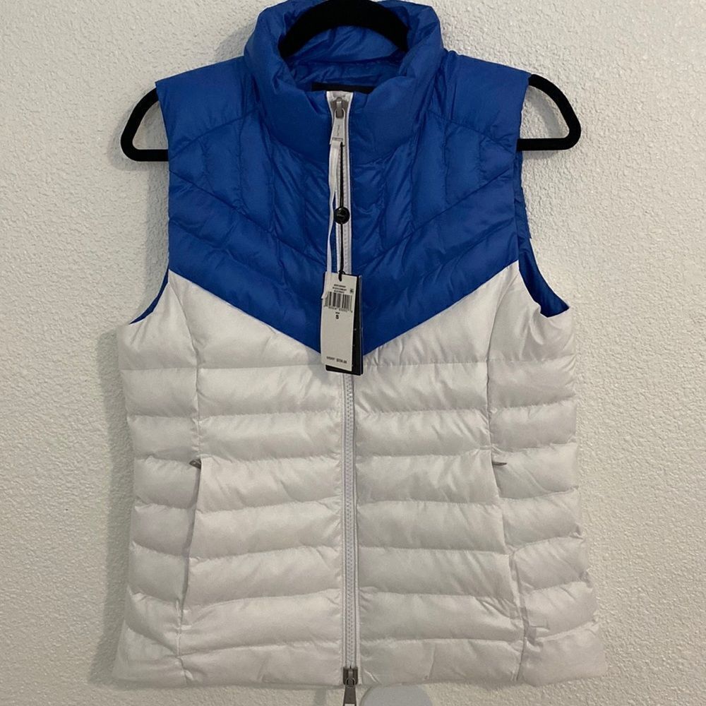 NWT- RLX- White and blue puffer vest- Size Small